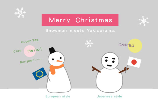 クリスマスカード・スノーマン｜Illustration : Deguchi Yukako